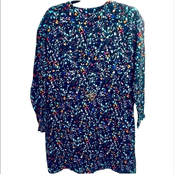 Retro Vintage Style Black Long Sleeve Linen Blend Dress with Pockets  Size XS - Picture 1 of 11